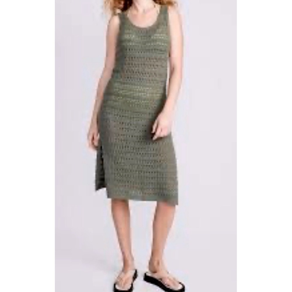 Old Navy L Tall Green Crochet Sleeveless Swim Cover-Up Midi Dress 880286-01